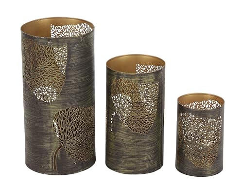 Bronze Metal Hurricane Candle Lantern, 3 Count H762527