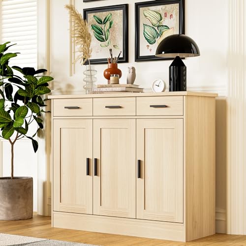 Oak Buffet Cabinet with 3 Drawers and 3 Doors Z890564