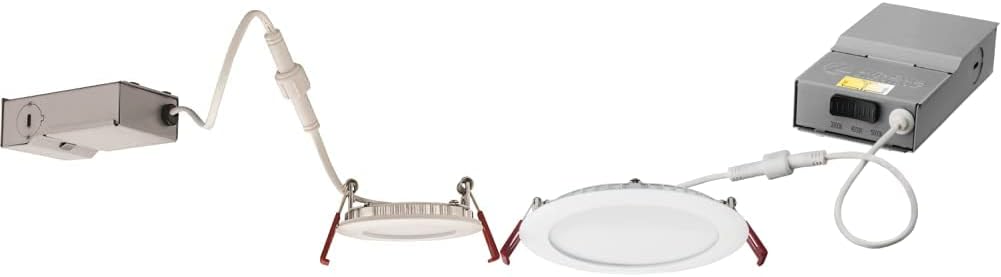 3-Inch Dimmable LED Recessed Ceiling Downlight, 3000K, White & 6-Inch 90CRI LED Color Temperature Selectable Ultra Thin Recessed Downlight M157591