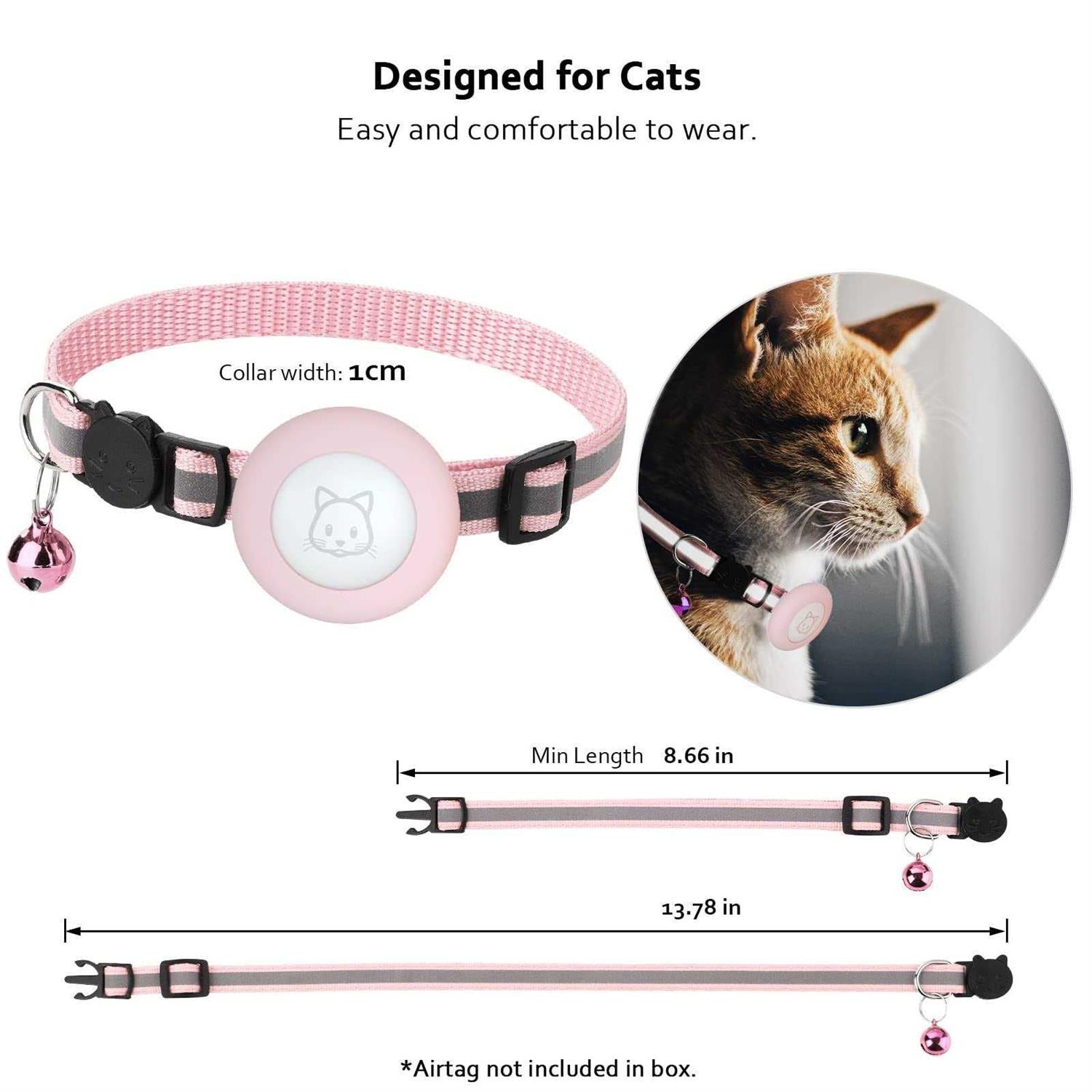 Breakaway Reflective Cat Collar with Air Tag Case D36415