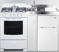 54" Wide All-in-One Kitchenette with 4-Burner Gas Range, Refrigerator-Freezer, Sink, Cutting Board and Storage Cabinet H7903