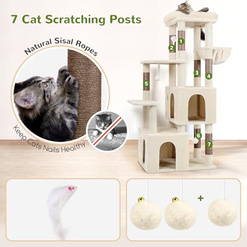 Light Grey Heavy Duty Cat Tree with Scratching Post F50867