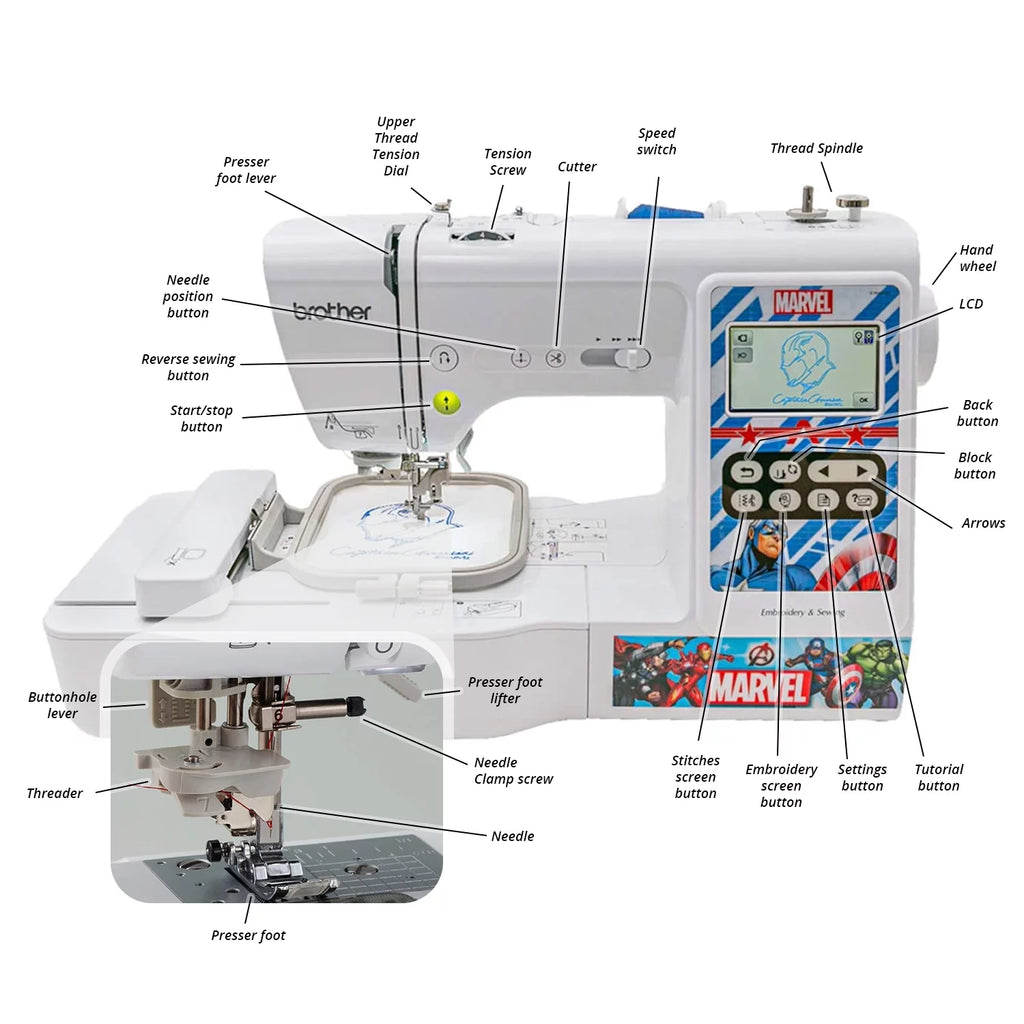 Computerized Sewing & Embroidery Machine with 26 Sewing Thread Spools J295833