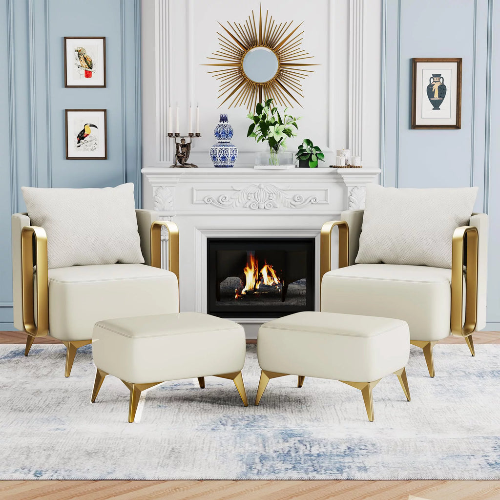 Velvet Accent Chair with Ottoman S36226