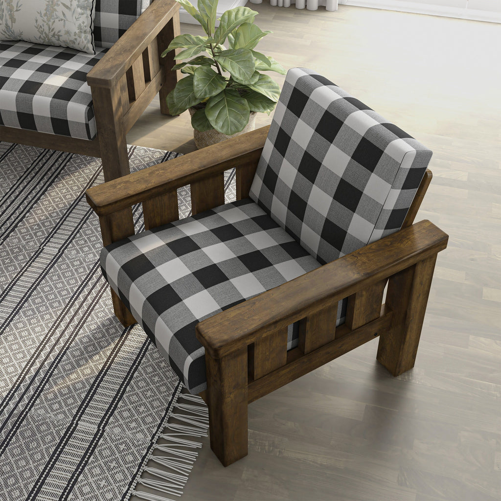 Rustic Oak Linen Fabric Padded Accent Chair C808