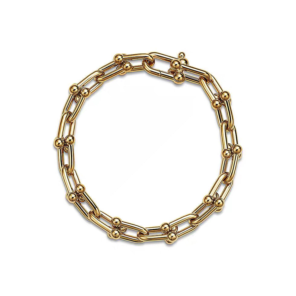 Tiffany Style Horseshoe Cubic Zirconia 18K Gold-Plated Bracelet